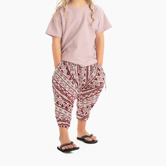Buddha Pants Kids Unisex Boho Hippie Harem Pants Red - Picture 2 of 3